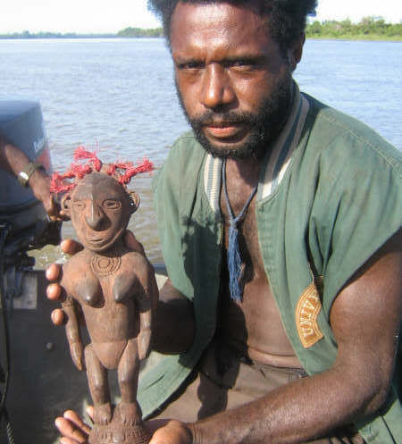 Field Collecting New Guinea Art-Murik Lakes Figure.  