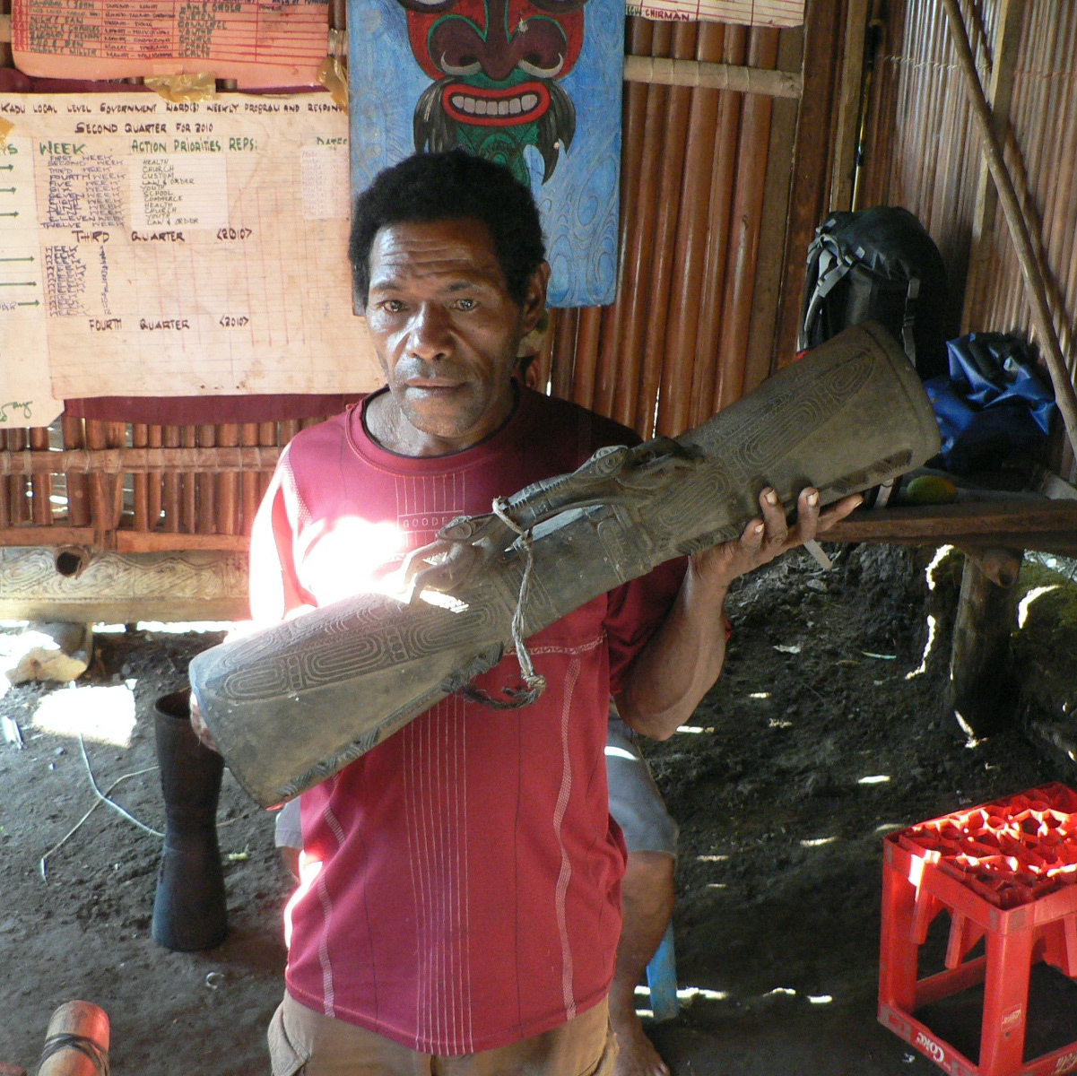 05-NewGuineaArt-OceanicArtFieldCollecting-SchoutenIslandsKunduDrum-GregHamsoncirca2007