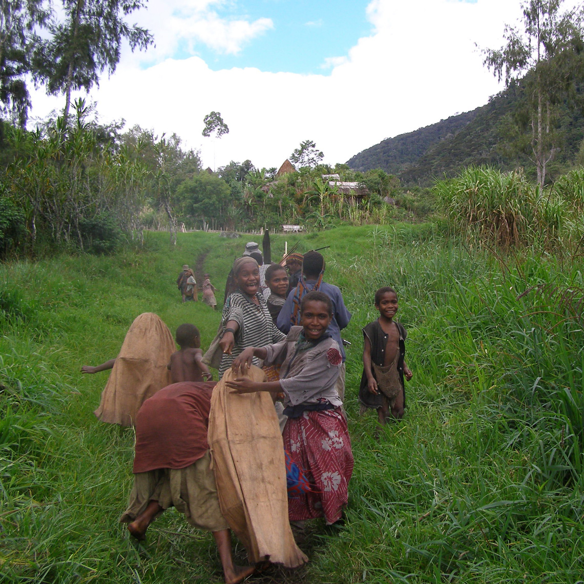 Entering a Village, Morobe Province, Field Collecting New Guinea Art.