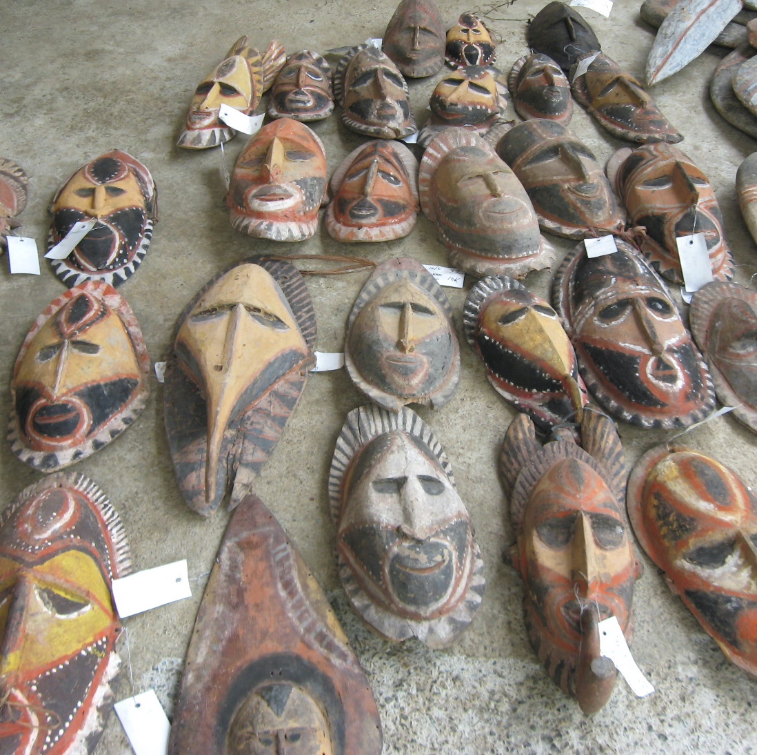 Nice haul of Abelam wooden yam masks.  No masterpieces, but authentic used examples.