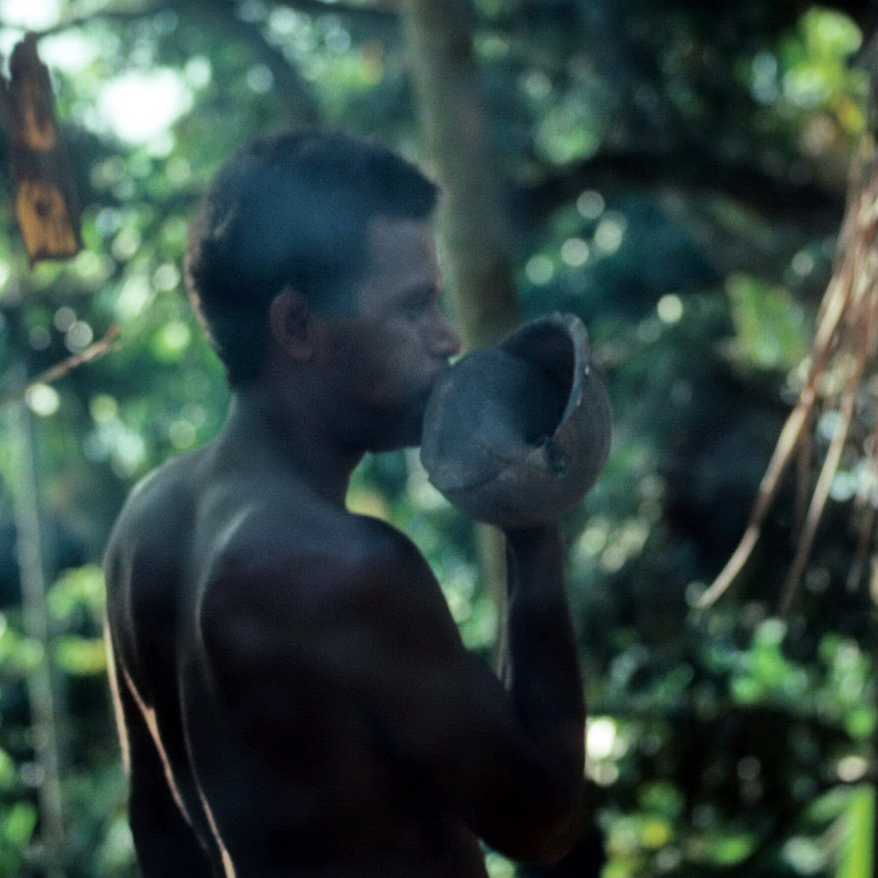  Blowing the horn, Schouten Islands, Papua New Guinea, circa 1997.