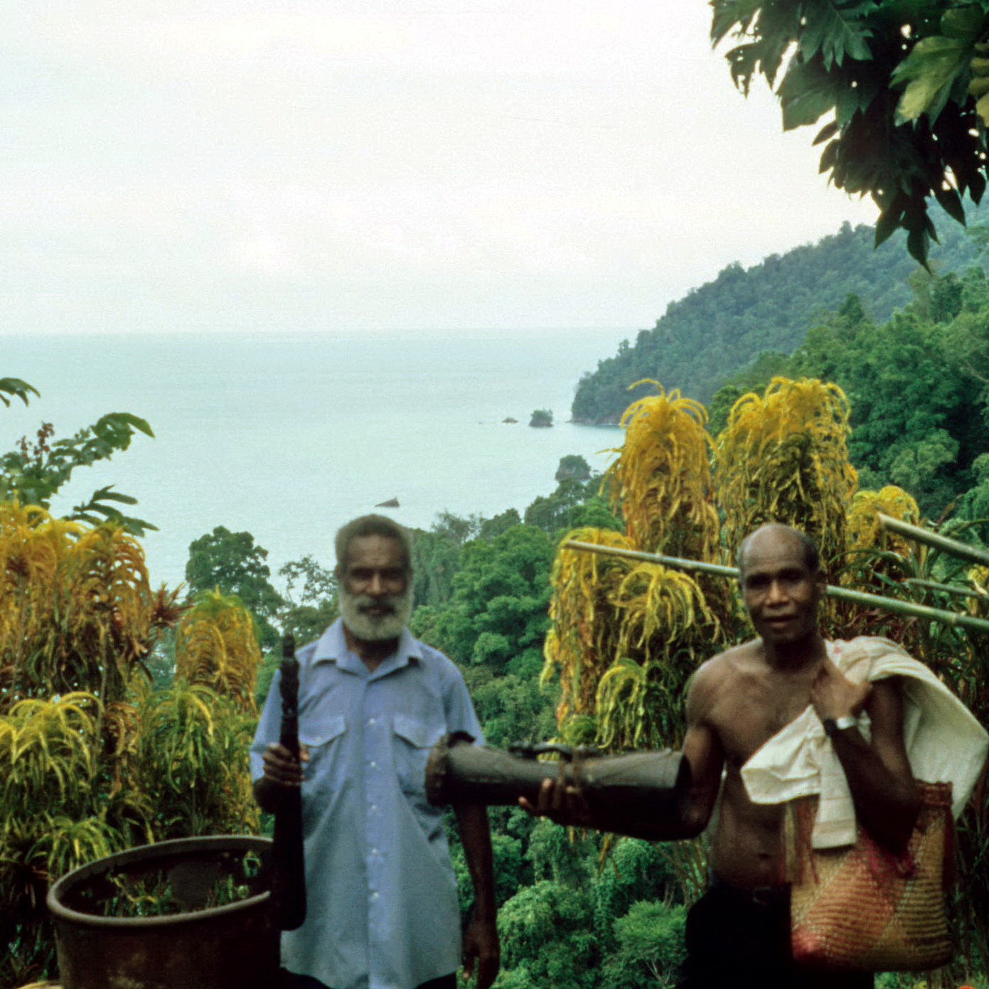The infamous Alois Jim on the right, Kairiru Island, Papua New Guinea.  For all his shenanigans he did find some good things over the years.  Circa 1999.