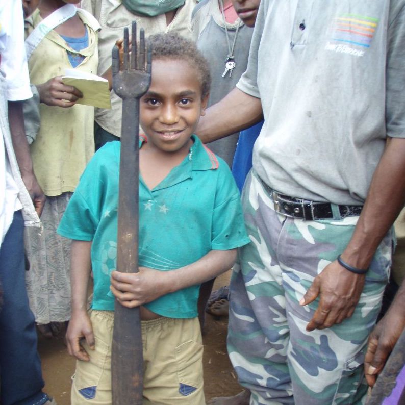 Young Boy Holding Unusual Club, Mor-Beragqau #2 village, New Guinea Art, Oceanic Art, Tribal Art, Weapon